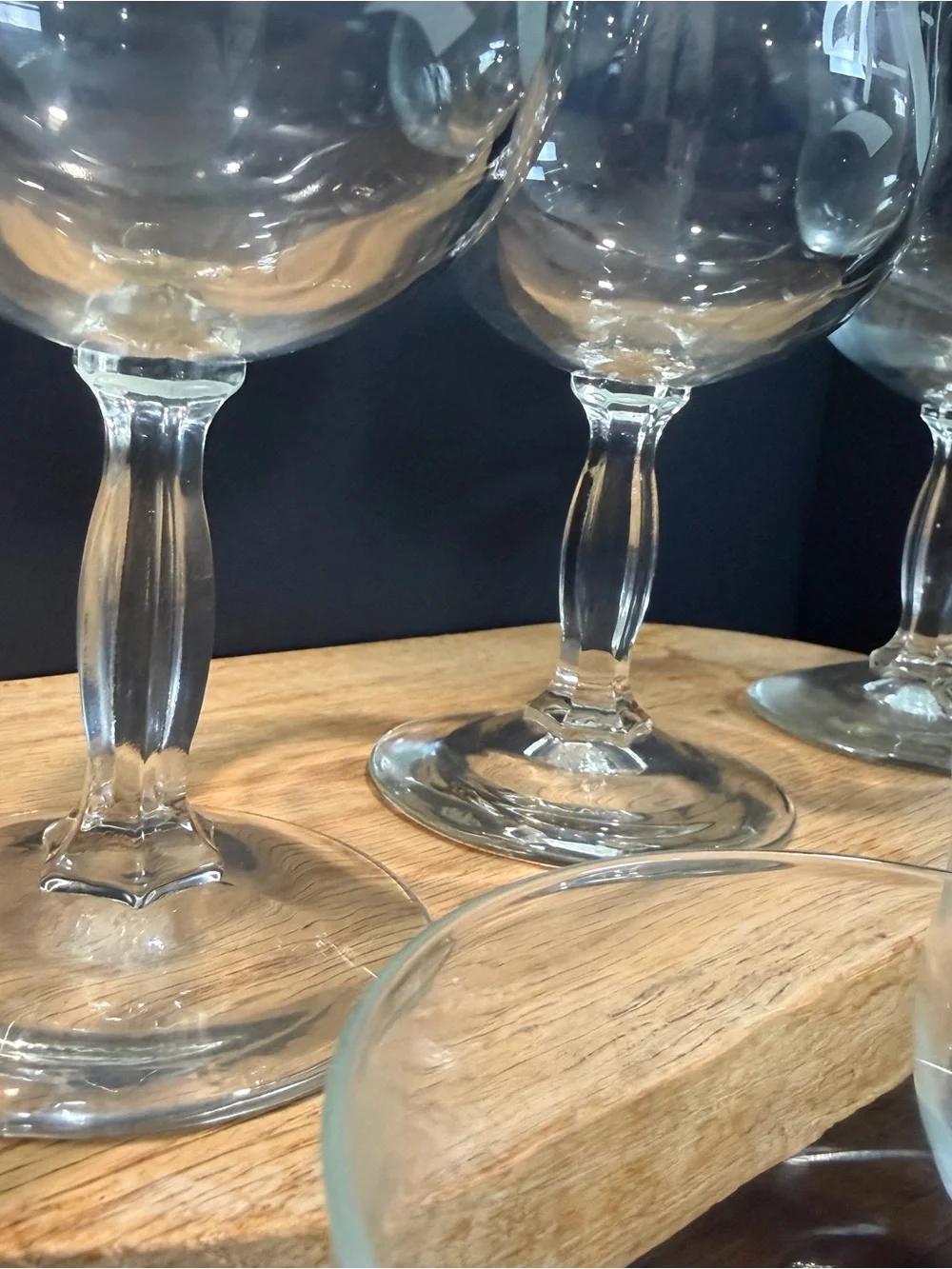 Vintage Monogram N Goblets Set of 6 Etched Wine Glasses Art Deco Style Barware‎